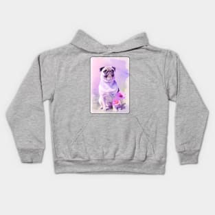 Pug Watercolor Portrait 1 Kids Hoodie